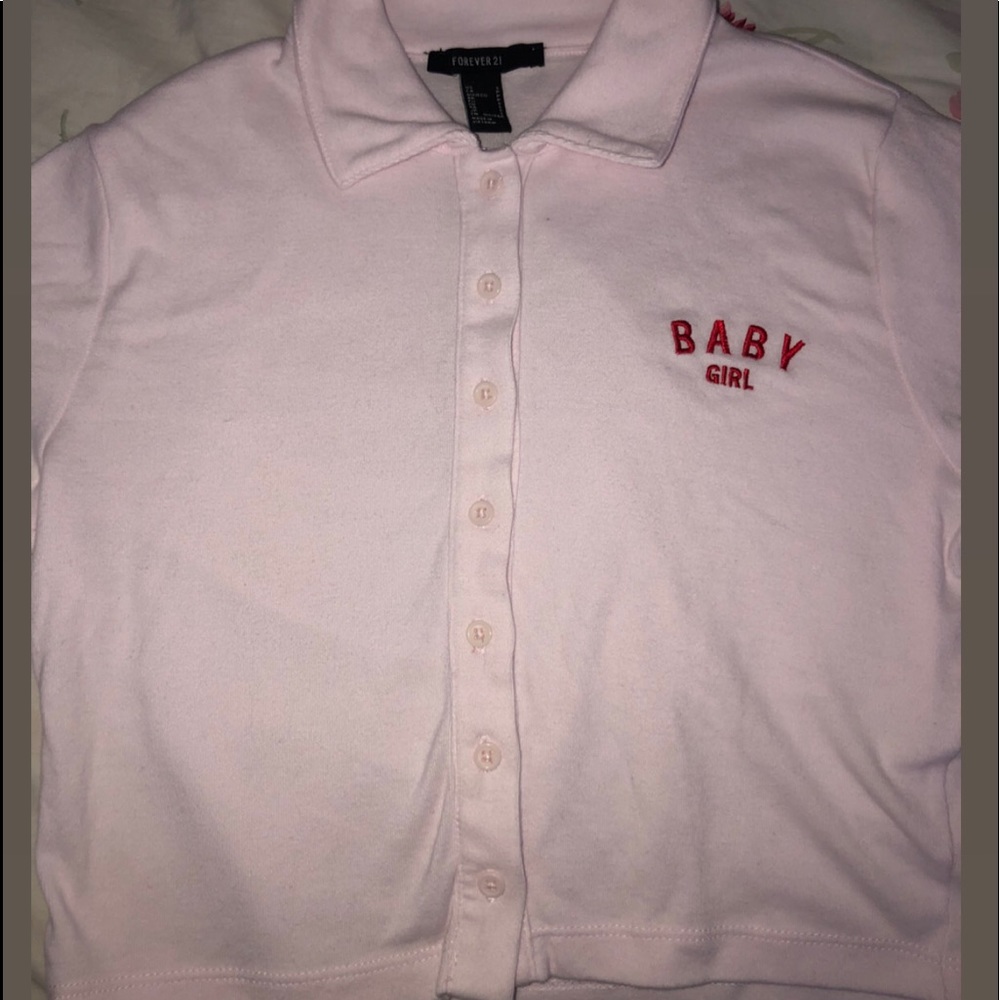 cropped pink forever 21 shirt